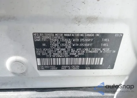 2024 Toyota Rav4 Le z USA, uszkodzony, nr VIN 2T3F1RFV9RW441021